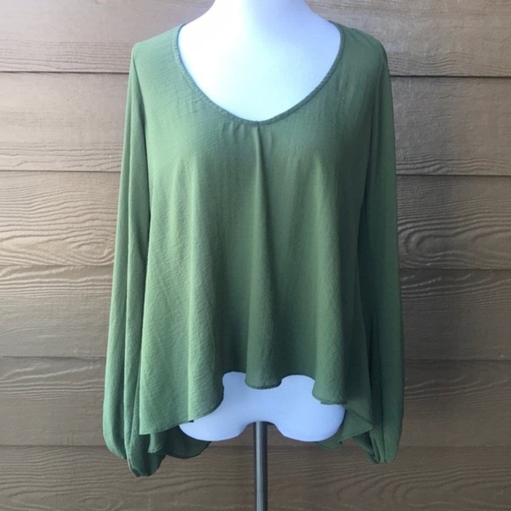 Show Me Your MuMu Semi Sheer Hi Lo Olive Green Top